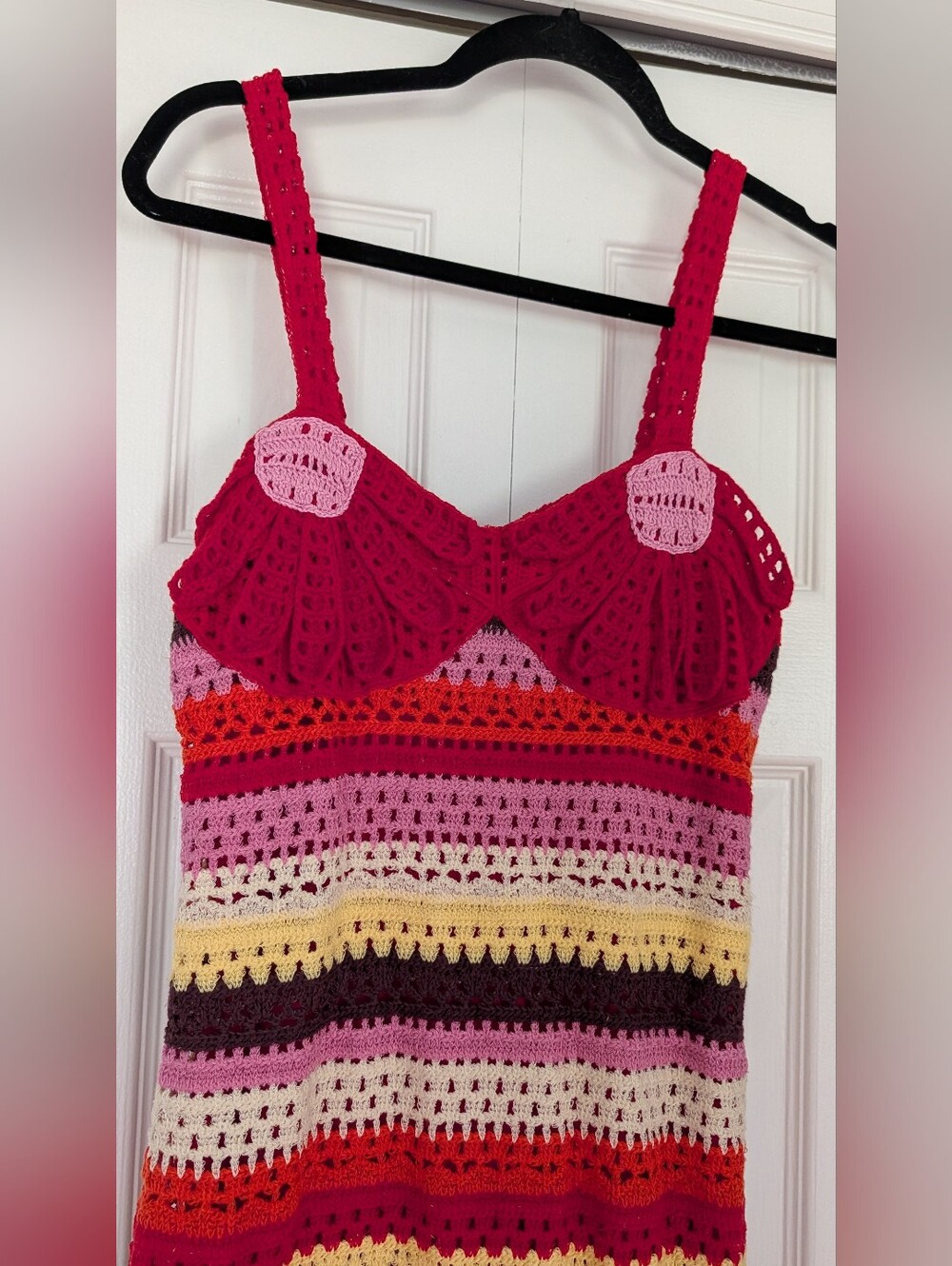 Farm Rio Flower Colorful Crochet Midi Dress - Picture 9 of 15
